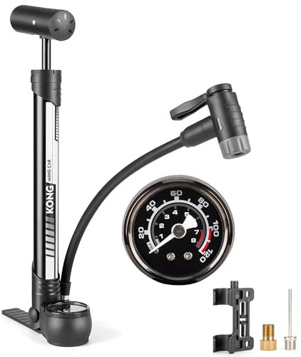 KONG MING CAR Fahrradpumpe,120 PSI Fahrradpumpe Alle Ventile Kompakt für Presta und Schrader und Dunlop Ventile, Mini Fahrrad Standpumpe für Rennrad, Mountainbike