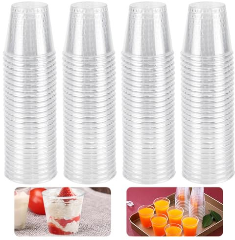 Kleemeiero 200Stück Schnapsgläser Plastik 30ml/3cl Shotgläser Wiederverwendbarer Plastikbecher Trinkbecher Transparent Shot Becher Partybecher Schnapsbecher für Geburtstage Verkostung Partys