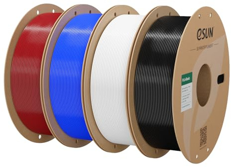 eSUN PLA Basic 1.75mm Röd/Blå/Kallvit/Svart 4x1KG | Hög dimensionell noggrannhet +/- 0.03mm. Smidig och snabb extrudering utan trassel. Premium material för 3D-skrivare.