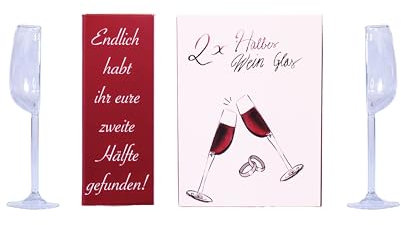 Silver-Stage Mezzo bicchiere da vino – Grande regalo romantico per San Valentino, compleanno, anniversario, bicchiere da vino rosso e bicchiere da vino bianco (seconda metà, 2 pezzi)