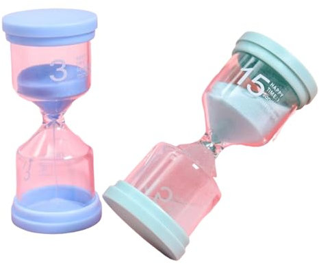 Sandtimers för 3 minuters timglas sandklocka, plast sandklocka timme glas sandglas för klassrum, spel, kök, slumpmässig färg 2 st