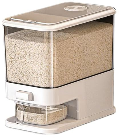 Distributore di riso Trasparente per alimenti trasparenti PP 11.5x7x11 Contenitore di riso con press e contenitore di stoccaggio a prova di umidità per cereali, mais, distributore di grano