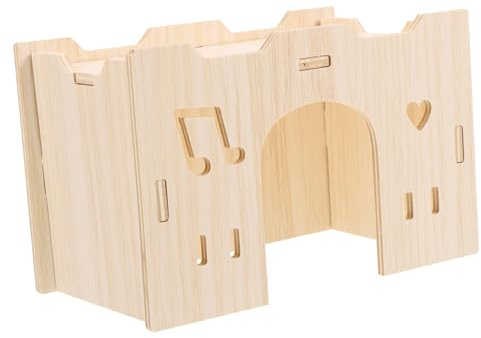 Milisten Hamster Hide House and Small Animal Wood House, Solid Wood Music Note Design, Compact Hideout for Dwarf Hamsters and Guinea Pigs, Pet Habitat Décor for Cage Enrichment