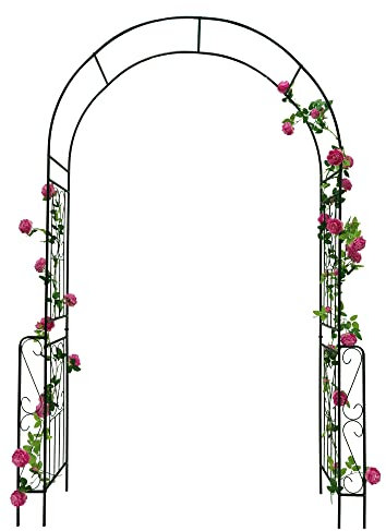 Arche de jardin réglable en métal - Treillis portable pour plantes grimpantes - Tonnelle de rose - Décoration extérieure - Noir - Assemblage facile - Design durable