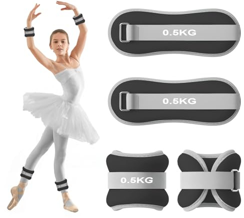 2 st viktmanschetter, fötter för ben och armar, ankelvikt, handledsvikter för pilates, yoga, promenader, jogging, aerobics (svart, 0,5 kg)