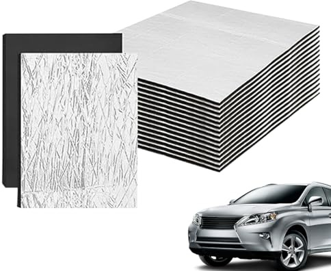 Materiale Fonoassorbente per Auto | Kit da 10 Pannelli Isolanti Termici per Cofano | Pannelli Acustici per di Scarico Motore | Applicazione su Pavimento Cofano Porte Parafiamma Ruota