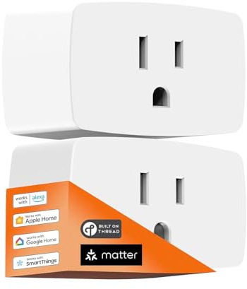 Onvis Matter Over Thread Smart Plug, Smart Mini Outlet, Works with Apple Home, Alexa & Google Home, 15A/1800W （2 Pack）