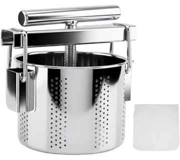 SQUEEZE master Stainless Steel Manual Vegetable Squeezer & Cheese Press,Food Press for Dumpling Filling, Spinach, Tofu, Herb & Fruit Juice-0.5 Gallons