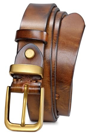 JASGOOD Women Belt Genuine leather Belt with Vintage Metal Buckle,Ladies Full Grain Leather Belt for Jeans Pants，Brown