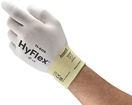 Ansell HyFlex 11-605 Gants de Travail Nylon Extensible, Gant Fin Haute Sensibilité Tactile, Bricolage, Montage, Mécanique, Gants Précision Homme Femme, Taille L (12 Paires)