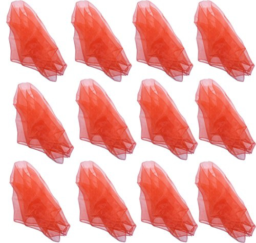 Hoerev Marca Malabares y pañuelos de Baile Paquete de 12 Aprox,40cm x 40cm,12 Rojo