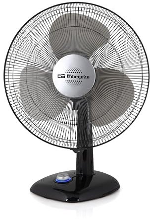 Orbegozo TF 0144 - Ventilador de sobremesa, movimiento oscilante, 3 velocidades de ventilación, diámetro hélice 40 cm, asa, 50 W, piloto luminoso LED, negro