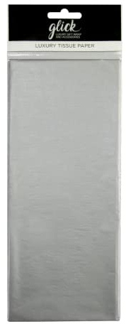 Glick Quattro fogli di carta velina argentata per confezioni regalo, compleanni, San Valentino, Natale e altre celebrazioni, ogni foglio aperto 750 mm x 500 mm