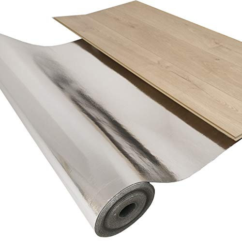 uficell® Akustik Trittschalldämmung Silence Floor Akustik ALU Gehschalldämmung für Laminat und Parkett mit Alu-Dampfbremse, Raumdichte: 1000 kg/m³ (Stärke 3 mm | 20 m²)
