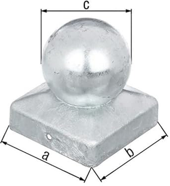 Pfostenkappe 70x70mm D.60mm eck.m.Kugelkopf zaponiert GAH