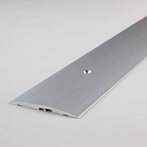 PROVISTON | Übergangsprofil | Aluminium eloxiert | Silber | Breite 58 mm | Höhe 4 mm | Länge 1000 mm | Gebohrt | Übergangsschiene | Übergangsleiste | Bodenprofil | Abdeckleiste | 1 Stück