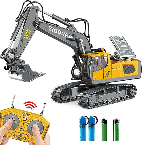 Dwi Dowellin Remote Control Excavator Toys for Boys,Construction Rc Excavators for Kids Age 4-7 8 9 10 Year Old,Ideal Toys,Batteries Included