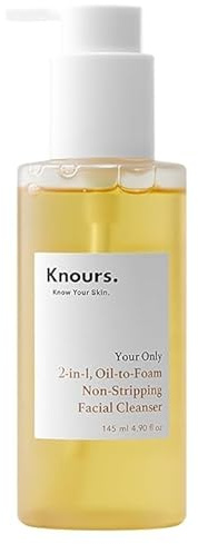 Knours. Korean 2-in-1 Makeup Remover | Oil-to-Foam Non-Stripping Cleanser | Jojoba + Honey | Non-Drying | 145ml/4.97oz
