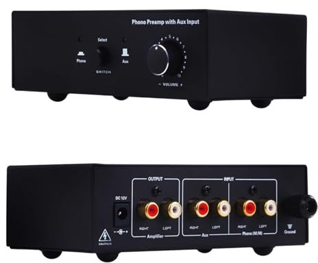 CZYGPHY Preamplificador de Tocadiscos de Fono, preamplificadores de Audio para Reproductor de Vinilo, con Entrada/Salida RCA, Volumen Ajustable, bajo Nivel de Ruido, para Tocadiscos, Audio doméstico