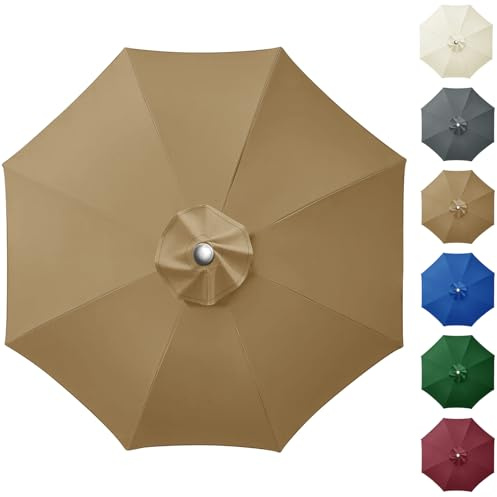 NAKIHOUSE Funda de repuesto para sombrilla 2m 6Streben, tela, jardín, toldo de repuesto, patio, playa, piscina, caqui, 2.5m