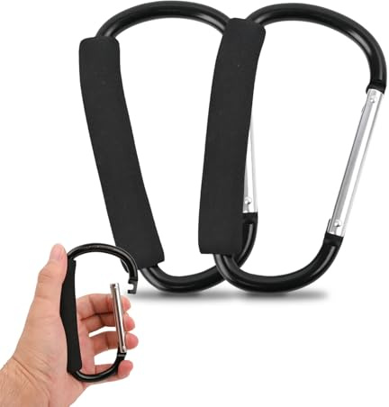 2 clips para cochecito | Clips para cochecito | Ganchos para cochecito | Mosquetón grande | Mosquetón para cochecito | Accesorios para cochecito | Accesorios para silla de ruedas para colgar bolsos