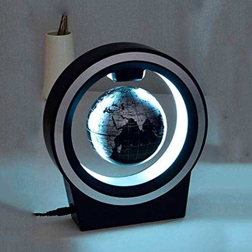 Floating Globe Sphere Map Blue Earth O-Shaped LED Light Globe Magnetic Levitation Creative Gift Office Living Room Decoration 5.9 Inch