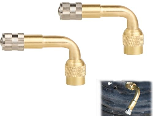 VTYTZZ 2 Stück 90 Grad Ventilverlängerung,Ventilverlängerung Autoventil,Autoventil Adapter,Winkelventil,Winkelventil Motorrad,Ventil Verlängerung Kupfer,Fur Auto Motorrad Fahrrad Scooter