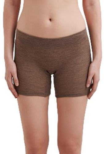 Dilling Short en laine mérinos pour femme - Sous-vêtements thermiques en 100 % laine mérinos bio - Respirant et sans superwash - Sous-vêtements fonctionnels durables, Marron chiné, 34