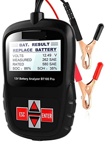 Testeur de Batterie, BT100 6V 12V Testeur de batterie de voiture for inondé Gel AGM 100 à 110 0cca 200ah Outil de diagnostic de l'analyseur de la santé de la batterie