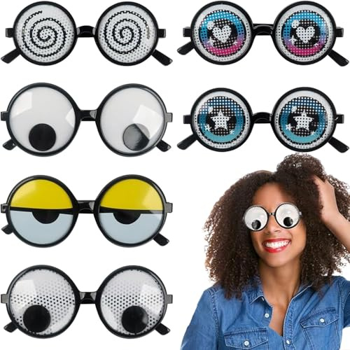 EduPlayte 7 gafas divertidas con ojos oscilantes, gafas de fiesta, gafas de ojos saltones para fotos, gafas de carnaval, divertidas, fiestas de cosplay y adultos