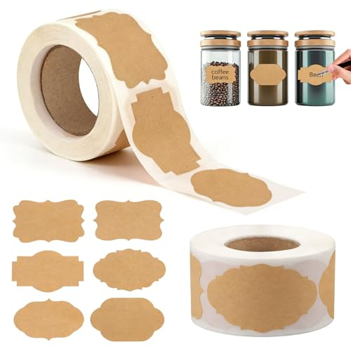 500 PzEtichette Adesive Personalizzate, Etichette Adesive per Barattoli, Adesivi Regalo Scrivibili, Etichette per barattoli vetro sacchetti regalo e buste (30x50 mm)