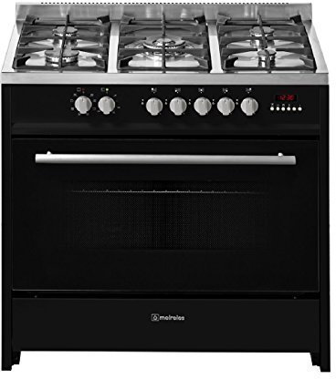 Meireles EV8 90 SP BL-D Cuisinière à gaz avec 5 brûleurs et four électrique Noir 90 cm
