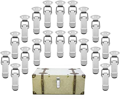 Paquet de 20 loquets en metal avec fermetures a levier ajustables a verrou, Tiroir Hardware Boîte à Outils en Acier Inoxydable Fermoir à Bascule pour Armoire, Porte, Boîte, cas Sans Serrure