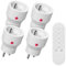 SURNICE Lot de 4 Mini Prises Programmable Telecommande sans Fil, 80M de Distance de Contrôle Dans la Zone Ouverte, Plug and Play, 2300W, 10A, 1 piles CR2032 gratuite, Blanc