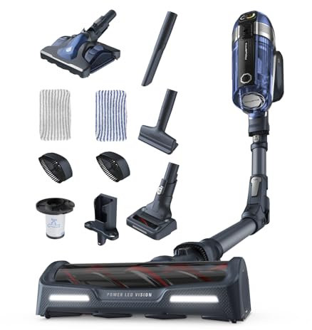 Rowenta Akku-Hand-und Stielstaubsauger kabellos X-Force Flex 11.60, 300 Watt, beutellos, mit Aqua Mop Bodendüse, 45 Min. Laufzeit, LED-Düse, Display mit Kontrollanzeige, Gewicht 2,5 bis 3 kg, RH9898