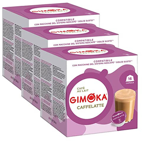 Gimoka - Cápsulas de cafè compatibles con máquinas Nescafè Dolce Gusto®, Café con Leche, 48 cápsulas