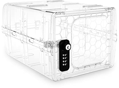 Urban August Lock Box For Food & Medicine - Dual Combination & Keyed Lock Box - Made of Industrial-Grade Plastic - One Size (Clear)