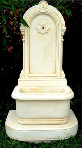 Casa Padrino Jugendstil Wandbrunnen Weiß/Beige H. 113 cm - Prunkvoller Gartenbrunnen - Gartendeko Stein Brunnen - Barock & Jugendstil Garten Deko Accessoires