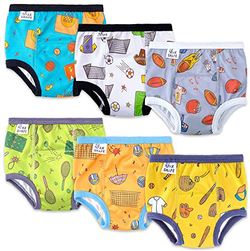 Heekcaa 6-pack potträningsunderkläder för pojkar,tvättbara potträningsbyxor för pojkar, träningsunderkläder som passar 2T-6T (as3, age, 2_years, regular, gul)