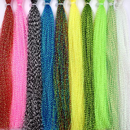 Lot de 10 lignes en spirale pour pêche à la mouche (10 couleurs de cristal flash-set B)