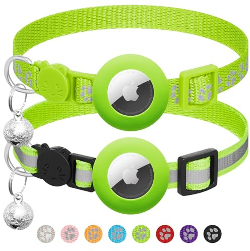 2-pack Airtag katthalsband med klocka, reflekterande kattunge-halsband med Apple Airtag katthalsband, justerbar 19-30 cm, säkerhetsspänne för flicka pojke katter, husdjurstillbehör, tillbehör, gåvor