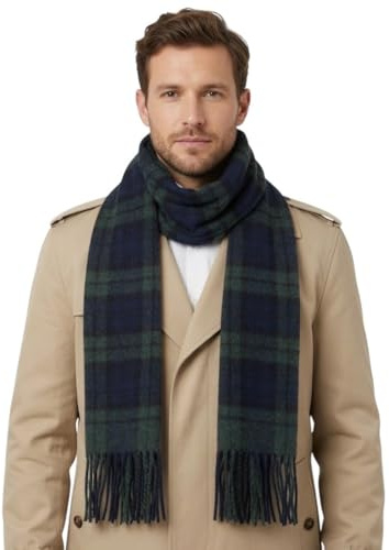 MA.AL.BI 1947 Sciarpa 100% pura lana made in Italy unisex scozzese tartan, consegnata in busta regalo. (verde blu)