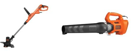 Black+Decker BESTE628-QS - Cortabordes (550 W), Negro, 28 cm & BEBL185 Soplador de Hojas Axial 1.850W con Velocidad de Soplado 225 km/h y Ventilador Axial con Diseño Ligero y Compacto
