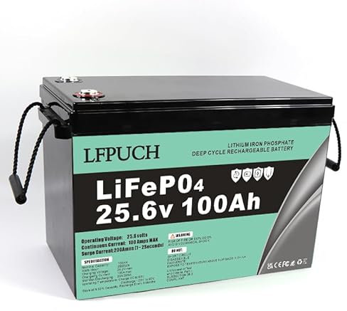 Batería LiFePO4 de 24V 100Ah, batería de fosfato de hierro y litio en lugar de batería AGM batería de ciclo profundo, para vehículos recreativos, botes, sistemas solares, campamentos, etc.