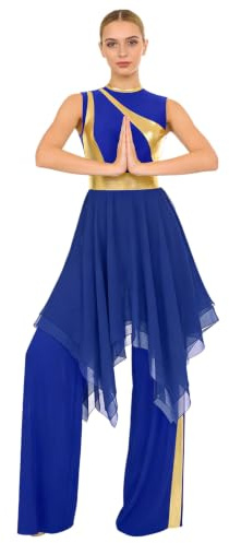 MSemis Traje de Danza Contemporánea y Lírica Mujer Traje Gimnasia Rítmica Azul Real XL