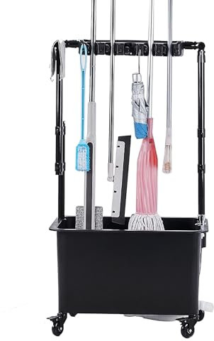 Supporto per scopa, scopa, secchio per scopa e porta scopa, prodotti per la pulizia, organizer per attrezzi da giardino, carrello per la pulizia su ruote, mobiletto porta scopa, armadio porta sc