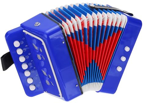 sourcing map Accordion 10 Keys Button Accordion Mini Musical Instrument Gifts for Adults Beginners Educational, Navy Blue