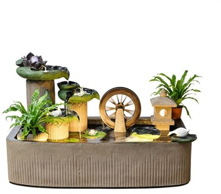 huanglyc-232 Fontaine sur Pied pour Salon, Décoration d'eau d'étang à Poissons de Cour, Fontaine d'eau de Circulation de Jardin, Paysage de décoration de Jardin de Bureau, Fontaine de Jardin