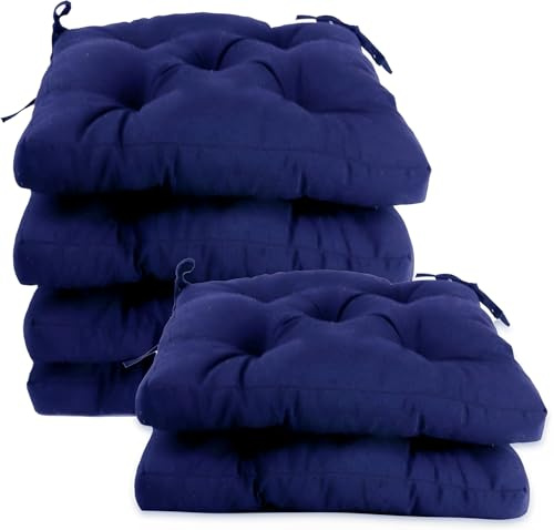 MORE FREE-Pack 6 Cojines para Silla，Cojin de Asiento Decorativo Funda de Poliéster y Relleno de Fibra Hueca 45x45x5cm,Ideal para Comedor, Terraza, Salón y Restaurante (Azul, Pack 6)