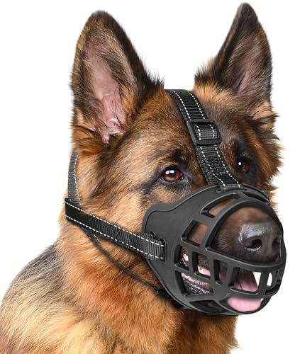 EcoEarth Museruola per Cani - Museruola a cestello Resistente per Cani di Taglia Grande - Extra Large, Nero - Protezione per la Bocca Regolabile e Traspirante per prevenire morsi e latrati - by